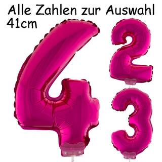 Folienballon Zahlen 41 cm Pink Helium geeignet