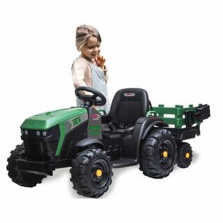 Jamara Ride-on Traktor Super Load mit Anhänger grün 12V 460896