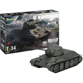 Revell 03510 T-34 World of Tanks Modellbausatz für Einsteiger mit dem Easy-Click-System, farbige Bauteile