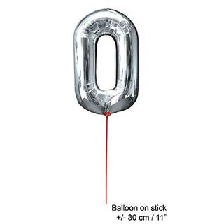 Folienballon Geburtstag Jahrestag ca. 30 cm silber an Stick - 0-9 Nummerwahl