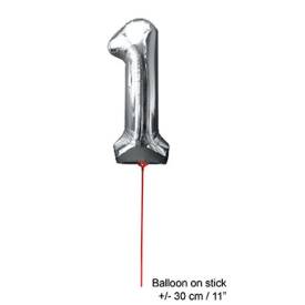 Folienballon Geburtstag Jahrestag ca. 30 cm silber an Stick - 0-9 Nummerwahl