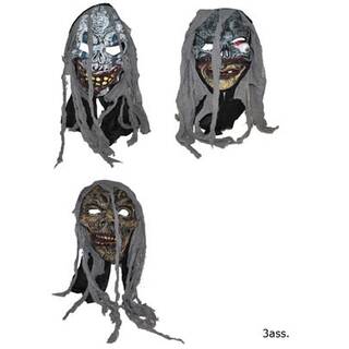 3 Halloween Masken Modellwahl Horrorgesichter in grau mit Bemalung Karneval