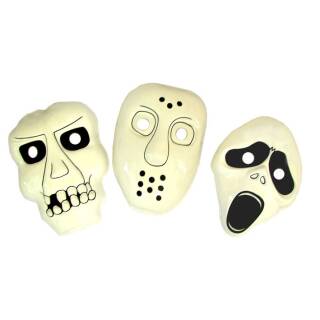 3 Halloween Masken Modellwahl Horrorgesichter in weiß mit Bemalung Karneval