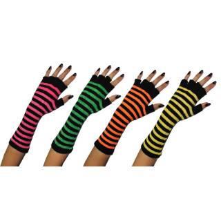 Handschuhe Fingerlos Farbwahl Ringelhandschuhe in verschiedenen Farben Einheitsgröße Halloween Karneval