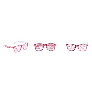 weiße blutverschmierte Brille mit klaren Gläsern ohne Stärke