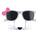 Brille mit Bart weiß rosa Schleifchen schwarze Nase - Erwachsene