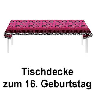 Tischdecke Sweet Sixteen pink/schwarz ca. 270 x 136 cm