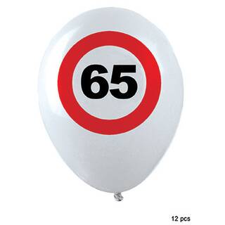 Ballons Nummer 65 weiß Verkehrsschild ca. 30 cm 12 Stück