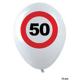 Luftballons Nr. 50 12 Stück ca. 30cm Verkehrsschild