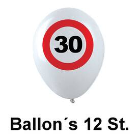 Luftballons Nr. 30 12 Stück ca. 30cm Verkehrsschild