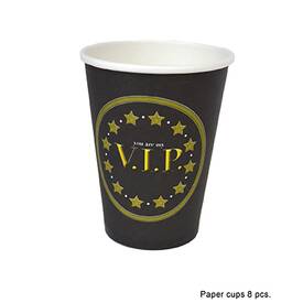 Pappbecher VIP 8 Stück ca. 10cm schwarz/gold