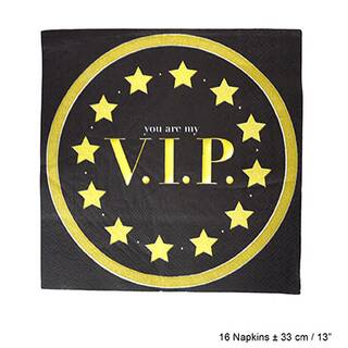 Servietten VIP 16 Stück ca. 33cm schwarz/gold