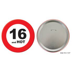 Button Nummer 16 and HOT - Verkehrsschild