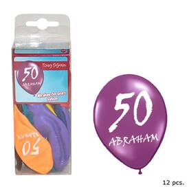 Ballons 50 ABRAHAM Farbmix ca. 30 cm 12 Stück