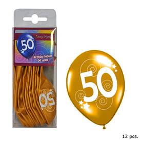 Ballons Nummer 50 gold ca. 30 cm 12 Stück