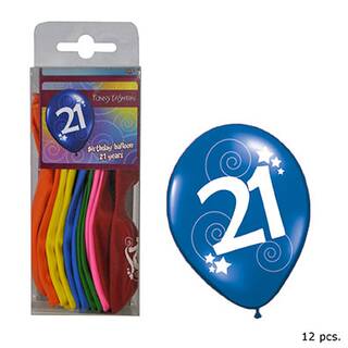 Ballons Nummer 21 Farbmix ca. 30 cm 12 Stück