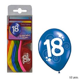 Ballons Nummer 18 Farbmix ca. 30 cm 12 Stück