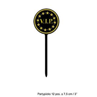 Partysticks VIP 12 Stück ca. 7,5cm schwarz/gold