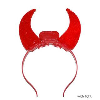 Teufel-Haarreif rot mit leuchtenden Hörner
