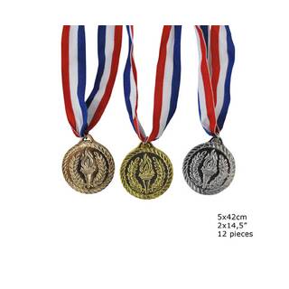 12  Medallien und Halsketten ca. 5 x 42 cm 12 Stück Party Accessoires Dekoration Mitgebsel