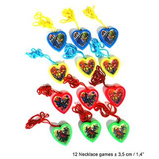 12 Mini Herz-Halsketten mit Spielen in 4 verschiedene Farben für Geburtstag ca. 3,5 cm 12 Stück Krachmacher Mitgebsel Geburtstag Accessoires