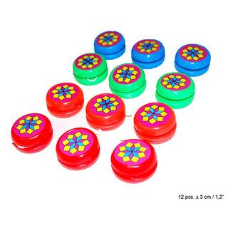 12 Mini Yo Yo in 3 verschiedene Farben für Geburtstag ca. 3 cm 12 Stück Krachmacher Mitgebsel Geburtstag Accessoires