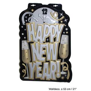 Wanddekoration Happy New Year ca. 53cm Plastik