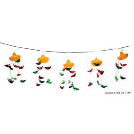 Girlande Mexiko 10 Sombrero auf ca. 365 cm mit Chillischoten