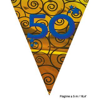 10 Flaggen Banner Wimpel ca. 5 m Dekoration in gold 50 Geburtstag Karneval