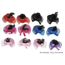 Haarclip Minizylinder Feder und Schleife - Farbwahl