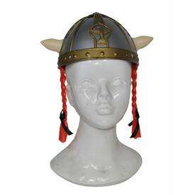 Gallier Helm mit roten Zöpfen für Kinder