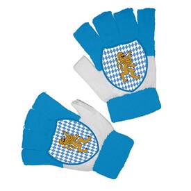 Oktoberfest Handschuhe fingerlos blau/weiß mit Wappen