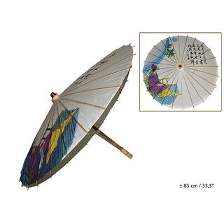 Chinesischer Sonnenschirm Papier und Holz ca. 85 cm