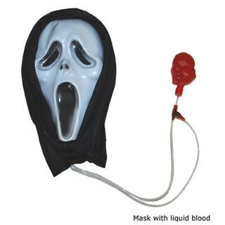 BLOOD SKULL SCREAM-MASK Plastik Maske mit flüssigem Blut