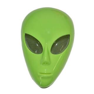 Alien Gesichtsmaske grün aus Kunststoff