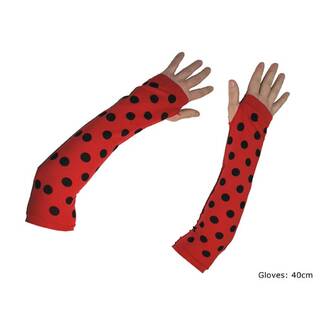 Handschuhe Einheitsgröße ca. 40 cm rote Handschuhe mit schwarzen Punkten
