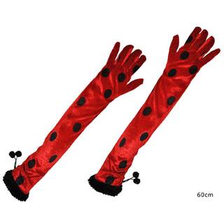 Handschuhe Einheitsgröße ca. 60 cm rote Handschuhe mit schwarzen Punkten