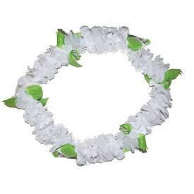 Hawaiikette Blumenkette weiß mit grünen...