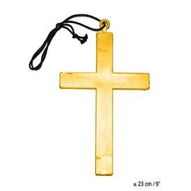 Mönchskreuz Kreuz goldfarben gold ca. 23 cm inkl. Kette