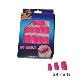 Künstliche Fingernägel Neon pink 24 Stück...