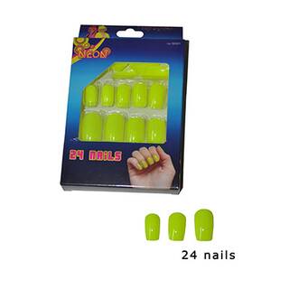 Künstliche Fingernägel Neon gelb 24 Stück inkl. Kleber