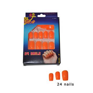 Künstliche Fingernägel Neon orange 24 Stück inkl. Kleber