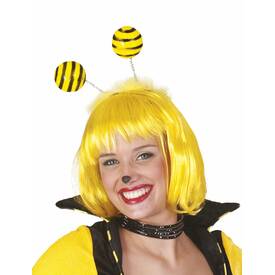 Haarreif Biene schwarz/gelb mit Federn & Kugeln - Erwachsene