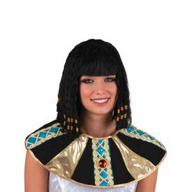 Perücke Cleopatra schwarz mit Perlen Ägypten