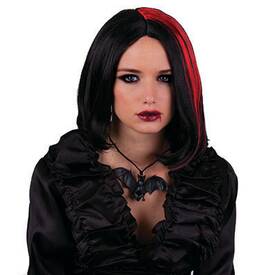 Vampirmädchen Perücke schwarz/rot für Damen