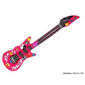 Aufblasbar Gitarre Flower Power pink ca. 100 cm