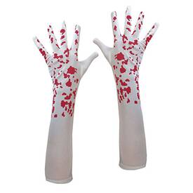 weiße Handschuhe mit Blutflecken bis Ellenbogen -...