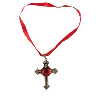 Halskette Keltic silber Kreuz an rotem Band ca. 14cm