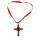 Halskette Keltic silber Kreuz an rotem Band ca. 14cm