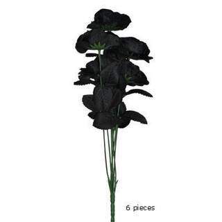 Rosenstrauß schwarz Federrosen 6 Stück
